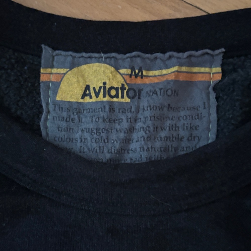 Aviator Nation Women’s Cropped Sweatshirt with Neon Rainbow Stripes - Picture 2 of 4